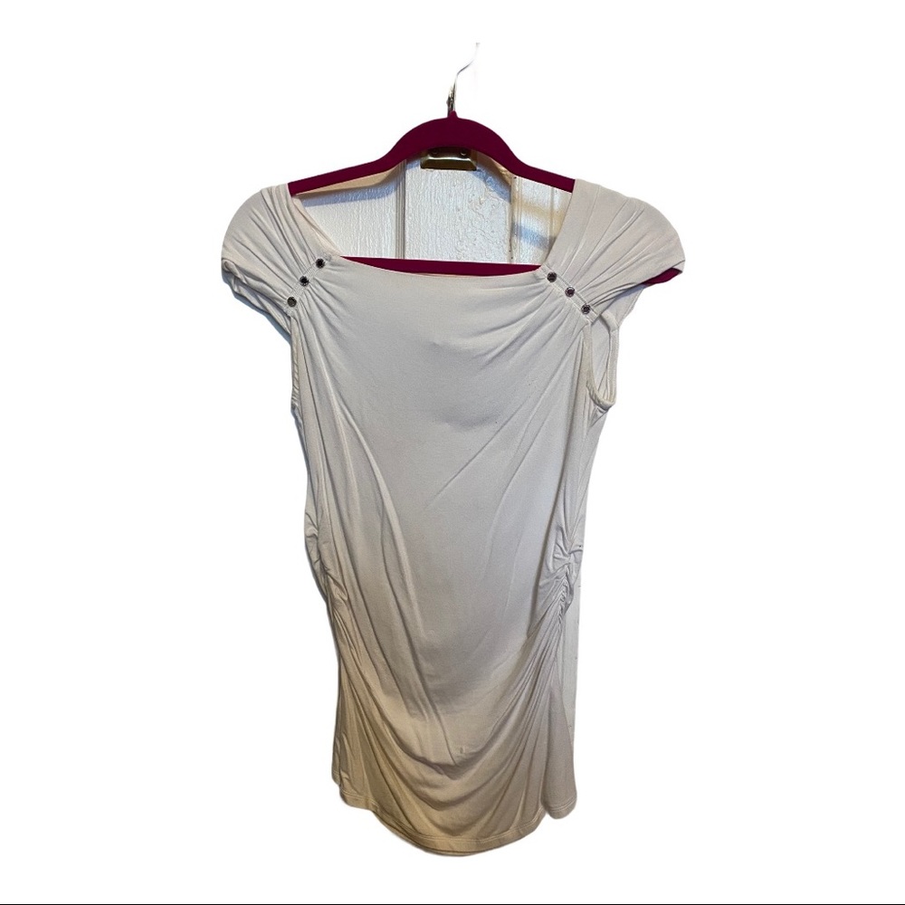 White Dressy tank with Ruched Detail